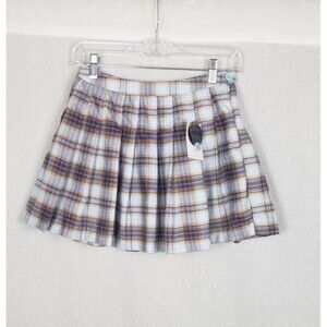 Forever 21 Plaid Pleated Skirt‎ S Tartan Mini Blue Clueless Academia 90s Y2K NEW